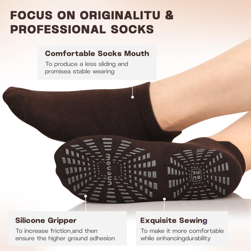 unenow 5 Pairs Pilates Socks for Women Non Slip Socks with Grips for Yoga Hospital Barre Barefoot - Image 4