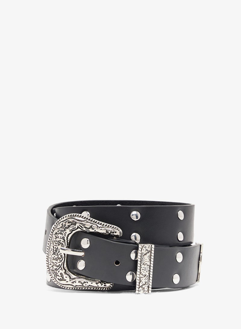 Ginger Silver Rivet Detail Belt - Image 1