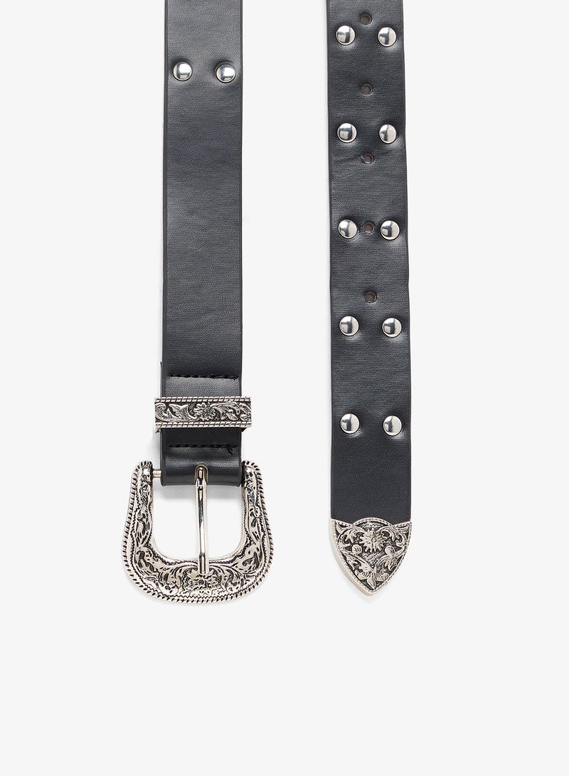 Ginger Silver Rivet Detail Belt - Image 2