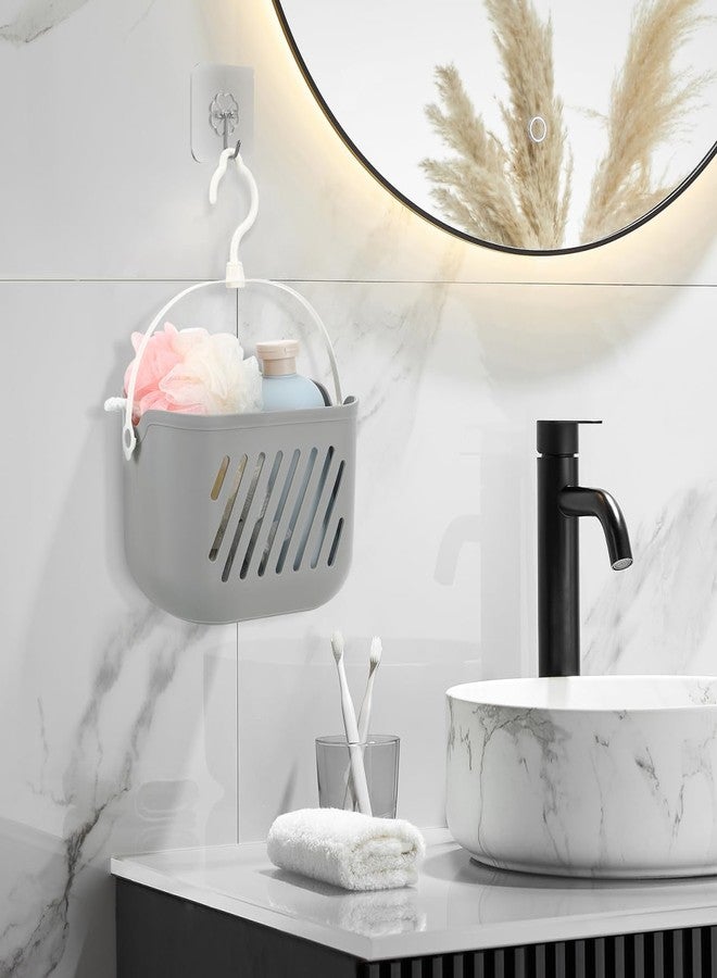 POPETPOP Hanging Shower Caddy Basket: Portable Kitchen Organizer Storage Basket with Hook - Caddy Organizer Bin for Home Bathroom Kitchen College Dorm, Pantry (grey) - Image 3
