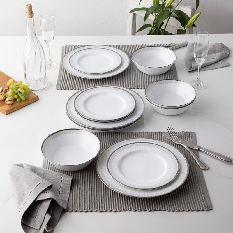 Noritake Silver Colonnade 12Piece Set in White - Image 2