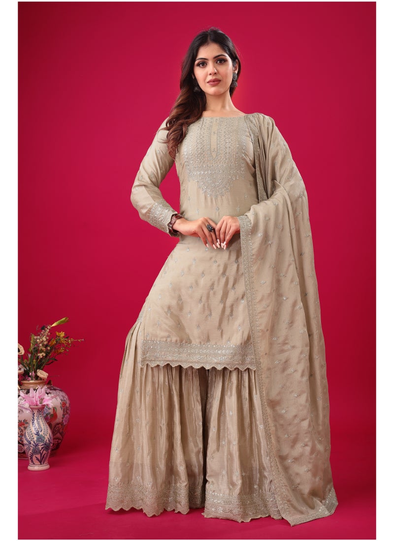 Super Asian New Designer Party Wear Look Fancy Top-Dupatta and fully stitched Sharara  - Image 1