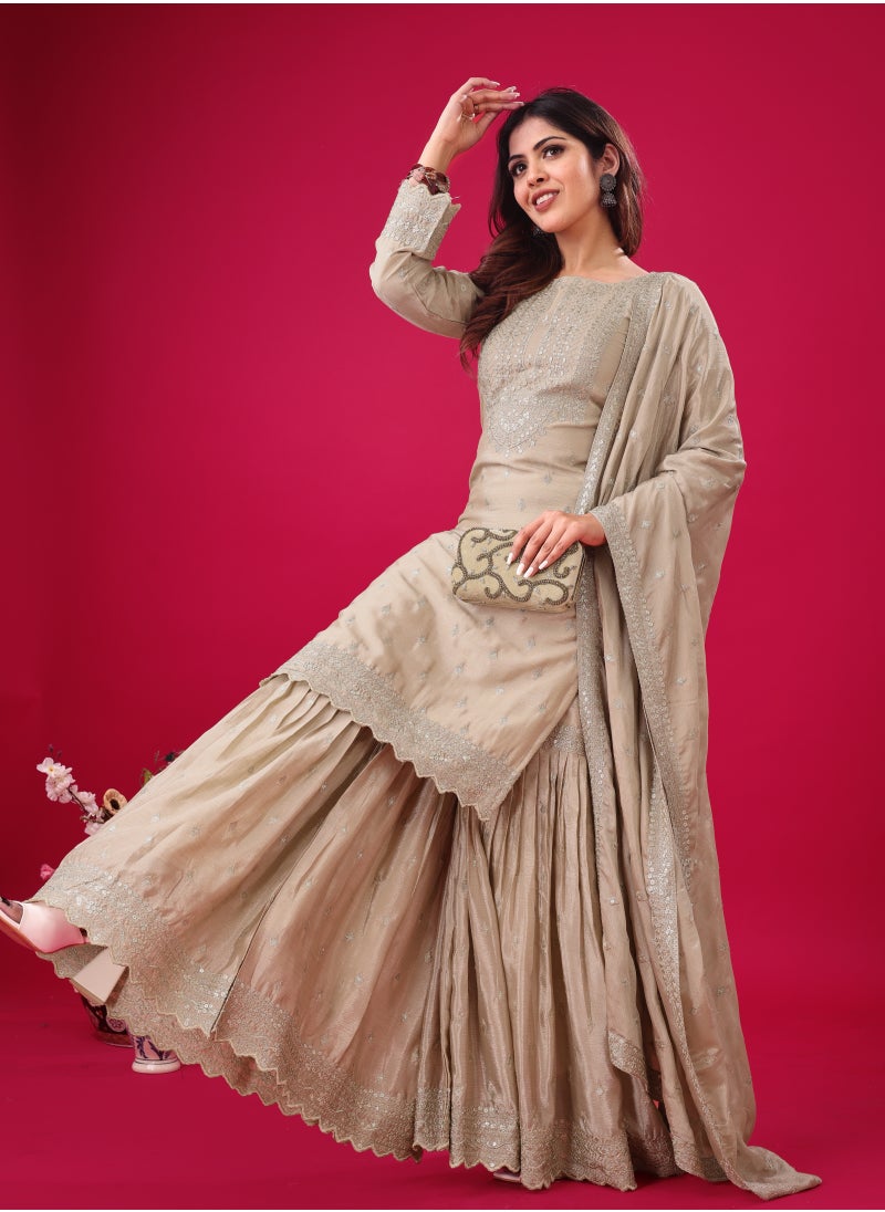 Super Asian New Designer Party Wear Look Fancy Top-Dupatta and fully stitched Sharara  - Image 5