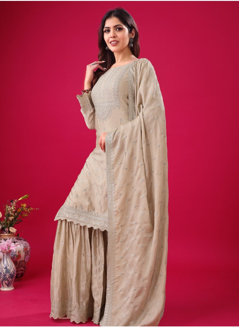 Super Asian New Designer Party Wear Look Fancy Top-Dupatta and fully stitched Sharara  - Image 3