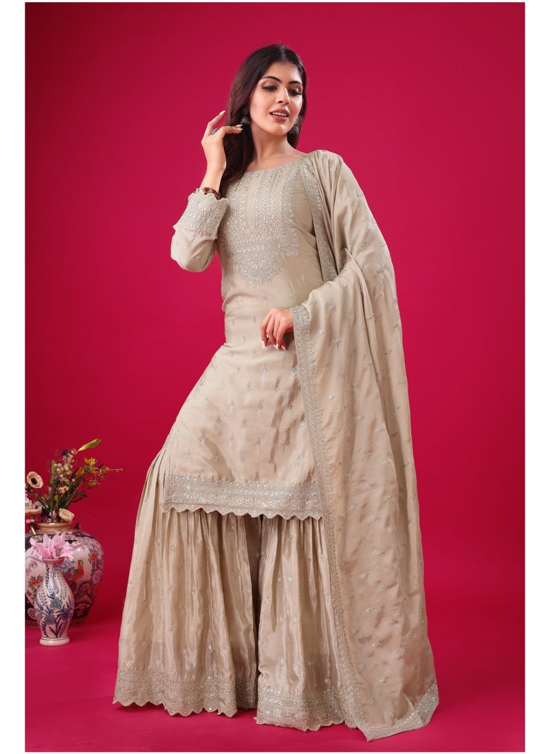 Super Asian New Designer Party Wear Look Fancy Top-Dupatta and fully stitched Sharara  - Image 2