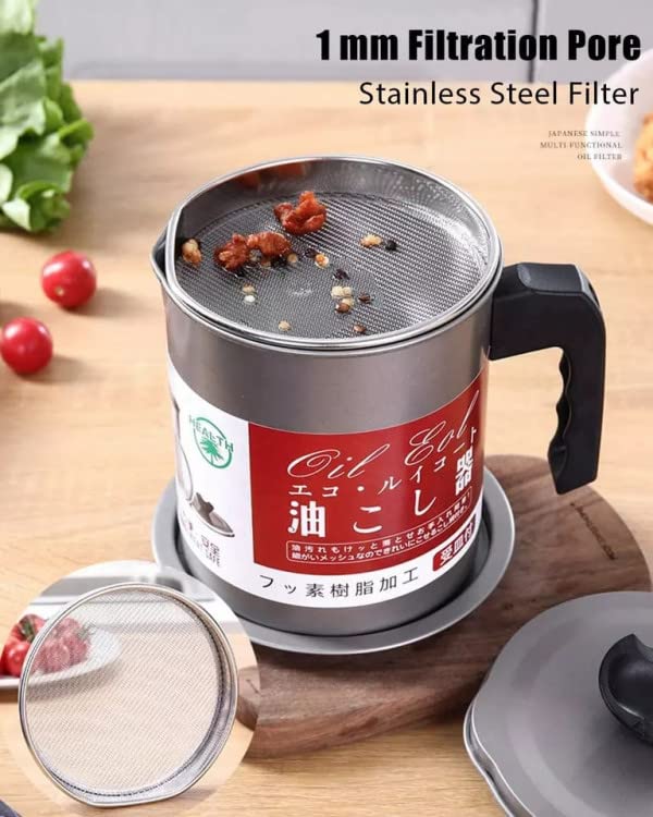 NVF Oil Strainer Pot for Kitchen Cooking Oil Storage Grease Filter Cooking Oil Storage Grease Filter 14L Metal Oil Separator Pot - Image 2