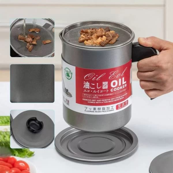 NVF Oil Strainer Pot for Kitchen Cooking Oil Storage Grease Filter Cooking Oil Storage Grease Filter 14L Metal Oil Separator Pot - Image 5