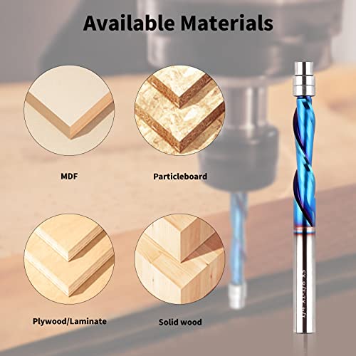 EANOSIC Downcut Spiral Flush Trim Router Bit, 1/4 Inch Shank Solid Carbide Flush Trim Router Bits Spiral with Nano Coated by EANOSIC (1/4" Shank Down-Cut) - Image 4