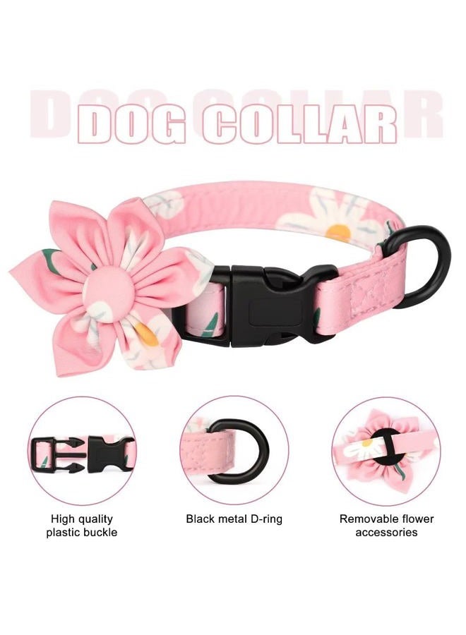 BEIRUI Cute Girl Dog Collars, Harnesses & Leashes Set - Adjustable Dog Collar and Leash Set with Flower - Soft Mesh Dog Vest Harness for Puppies Small & Extra Small Dogs Cats (Pink-1,XXS) - Image 4
