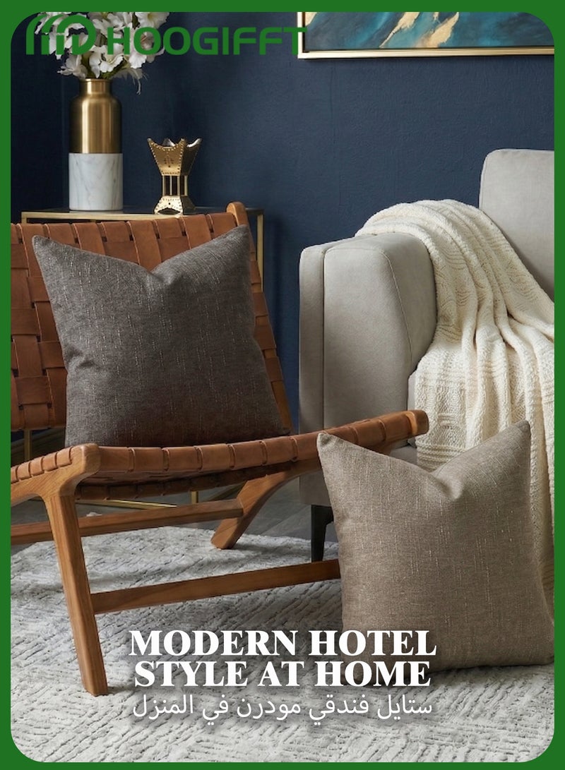 HOOGIFFT Chenille Cushion Covers Set of 2 45x45cm Soft Thick Throw Pillow Covers with Hidden Zipper Washable Decorative Sofa Cushion Covers - Image 3