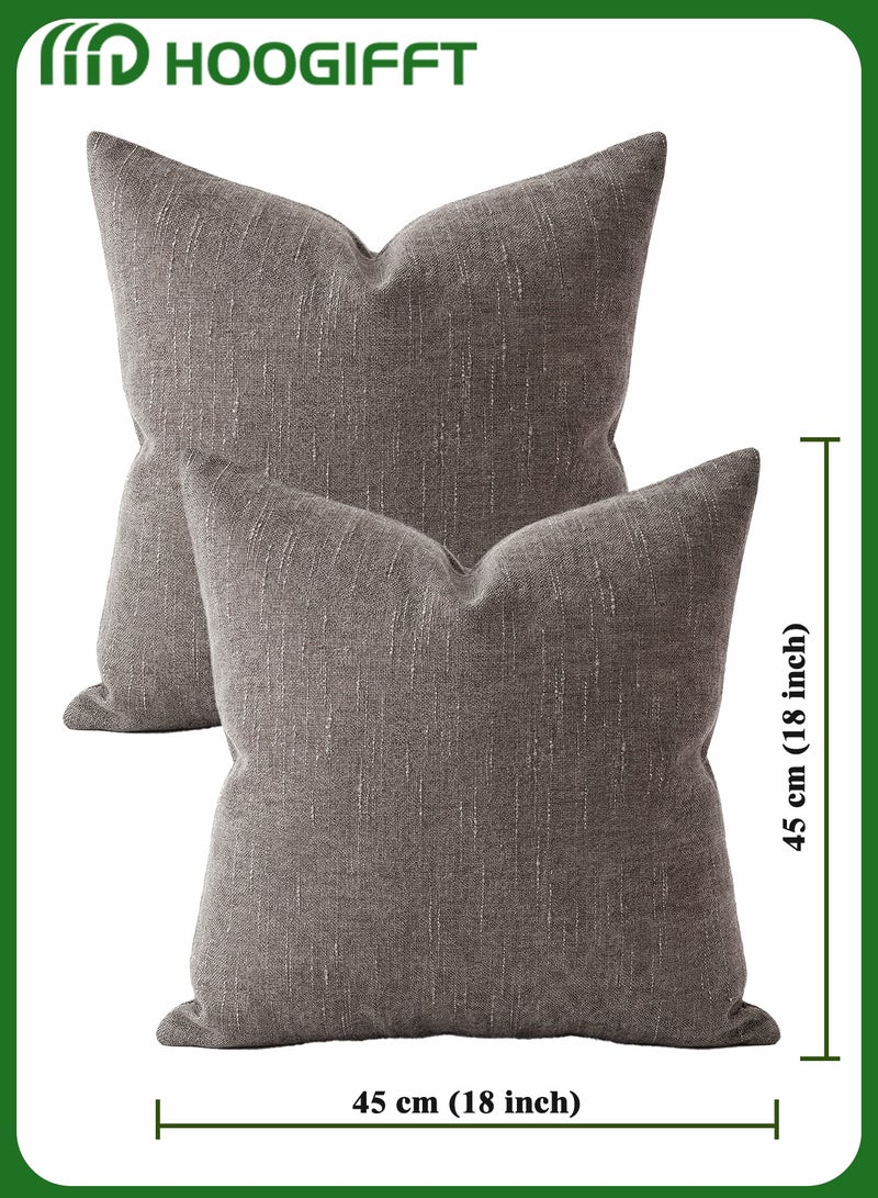 HOOGIFFT Chenille Cushion Covers Set of 2 45x45cm Soft Thick Throw Pillow Covers with Hidden Zipper Washable Decorative Sofa Cushion Covers - Image 5