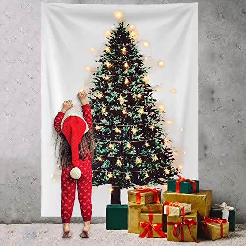 Eimilaly Christmas Tree Tapestry with Lights, Flannel Tapestry Wall Hanging Tapestries Gifts for Xmas Decor, Birthday and Room Decor etc, 60x40in/Warm White - Image 3