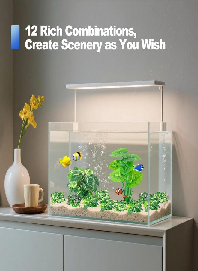CousDUoBe 12 Pcs Betta Fish Tank Decor，Silk Aquarium Plants Green Fish Tanks Decoration Plants, Aquarium Decorations Green Plants - Image 5