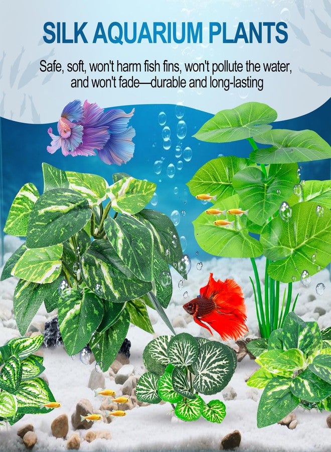 CousDUoBe 12 Pcs Betta Fish Tank Decor，Silk Aquarium Plants Green Fish Tanks Decoration Plants, Aquarium Decorations Green Plants - Image 3