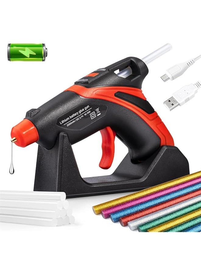 erorex Cordless Hot Glue Gun Fast Preheating Gun Kit With 30 Pcs Sticks High Temp Electric Power Glue Gun Usb Rechargeable Melt Tools For Quick Home Repairs Arts Crafts Diy And Festival Decorations  - Image 1