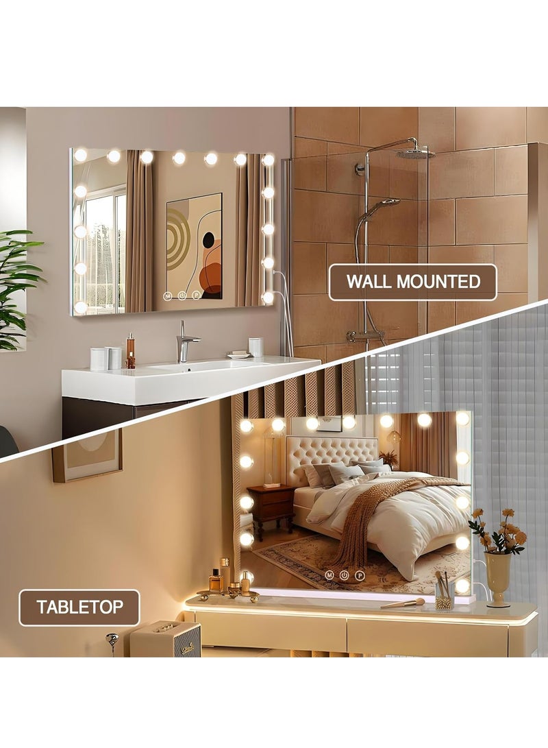 جوي لينك مرآة مكياج مضاءة بمصابيح LED قابلة للتعتيم، 3 أوضاع إضاءة ملونة، منفذ شحن USB، تحكم باللمس، تصميم إطار معدني قوي، أبيض (22.8 بوصة طول × 18 بوصة عرض) - Image 4