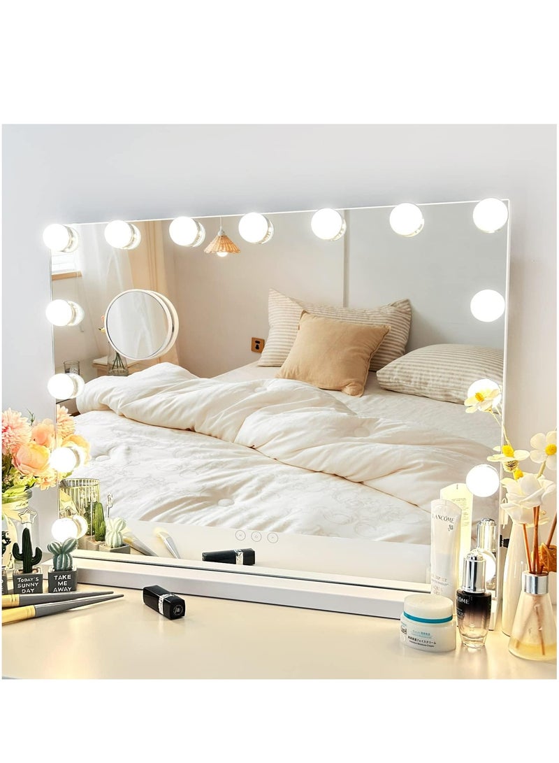 جوي لينك مرآة مكياج مضاءة بمصابيح LED قابلة للتعتيم، 3 أوضاع إضاءة ملونة، منفذ شحن USB، تحكم باللمس، تصميم إطار معدني قوي، أبيض (22.8 بوصة طول × 18 بوصة عرض) - Image 2