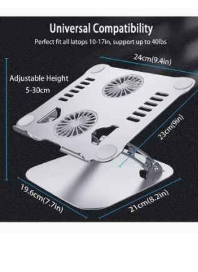 JOMILA - Multifunctional Laptop Cooling Fan Adjustable Stand Metal Alloy Radiator For Gaming Heat Dissipation Silver - Image 1