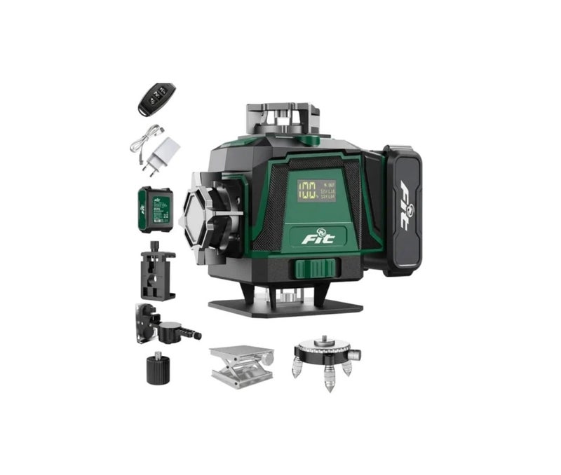 ميزان ليزر 16 خط أخضر مع بطاريتين وشاحن وريموت – موديل GREEN-160XL Level احترافي