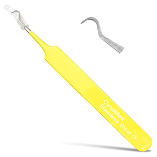 CYNAMED Blackhead Tweezer Professional Curved Steel Tip Surgical Comedone Splinter Extractor Ideal Blemish Acne Remover Tool Means Flawless Facial Skin Yellow 