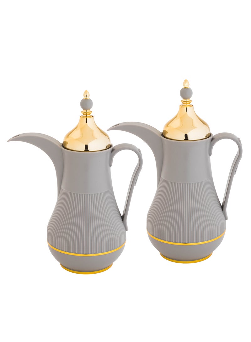 ألاسكا طقم ترامس للشاي والقهوة قطعتين لون رمادي فاتح مع ذهبي - Image 2