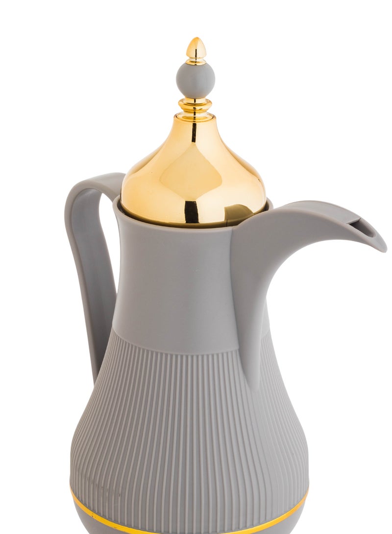 ألاسكا طقم ترامس للشاي والقهوة قطعتين لون رمادي فاتح مع ذهبي - Image 3