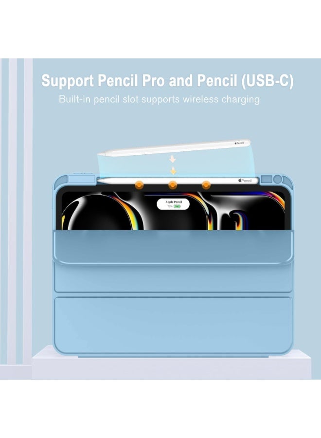 ELTRAZONE iPad Pro 12.9 Case (2018–2022) with Pencil Holder – Slim Smart Magnetic Cover Supports Apple Pencil 2 Charging, USB-C, Auto Sleep/Wake, Touch ID Compatible, Trifold Stand Protective Case (Azure Blue) - Image 2