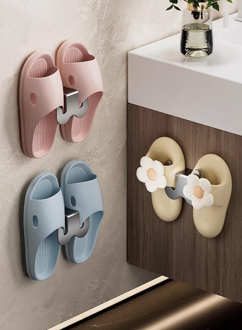 E COMMERCE  BAG Bathroom Organizer 2 Pieces Wall Mounted Self Adhesive Bathroom Slipper Holder Shoe Holder For Entranceway Sticky Loofah And Body Scrub Holder For Shower Wall Toilet Storage Organizer Back Door Organizer - Image 1