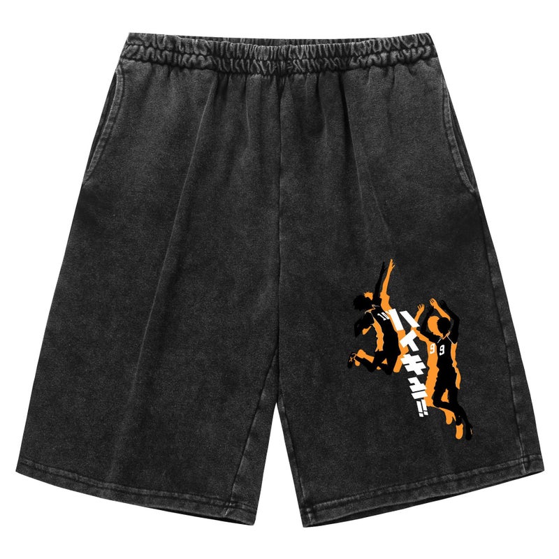 Haikyuu Volleyball Juvenile Washed Old Vintage Shorts European Size Printing Leisure Sports - Image 3