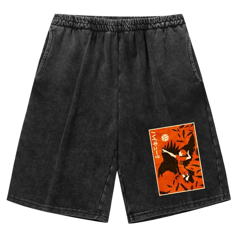 Haikyuu Volleyball Juvenile Washed Old Vintage Shorts European Size Printing Leisure Sports - Image 4