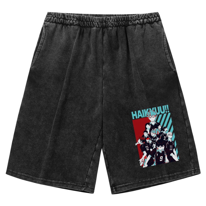 Haikyuu Volleyball Juvenile Washed Old Vintage Shorts European Size Printing Leisure Sports - Image 1
