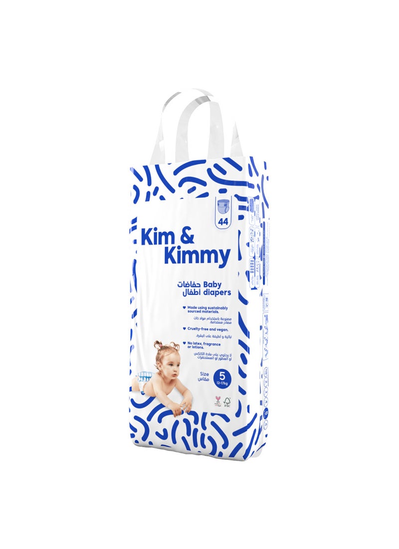 Kim & Kimmy Baby Size 5 Diapers 12 To 17Kg 44 Diapers - Image 1