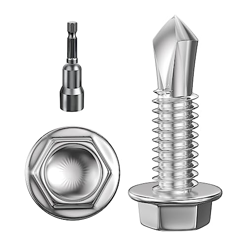 Wensilon 300Pcs 834 Hex Washer Head Self Drilling Screws 410 Stainless Steel Metal SheetScrewsTEK Screws Sheet Metal Self Tapping Screws - Image 1