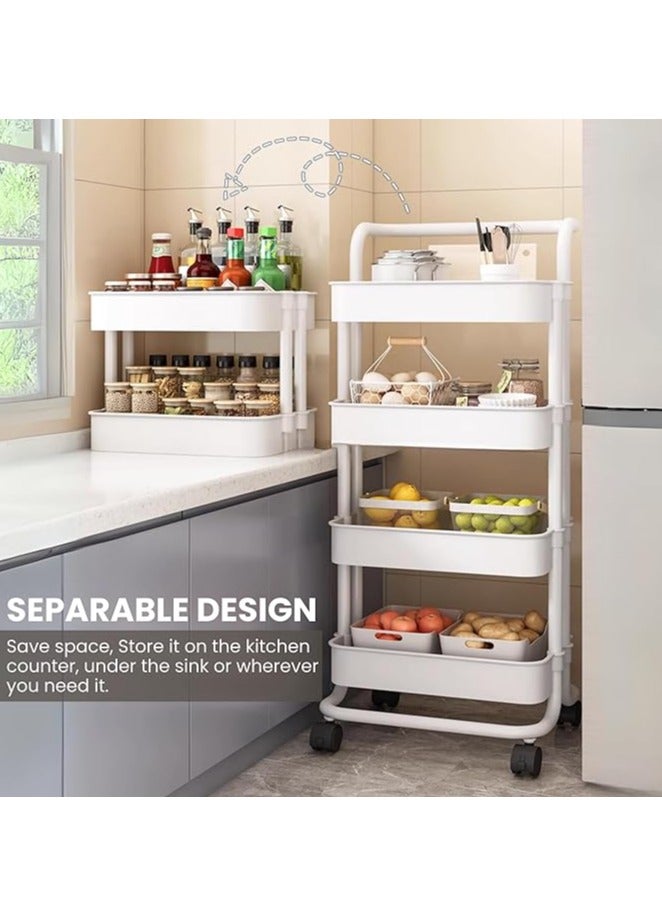 Generic 3 Tier Trolley Storage Cart Kitchen Storage Rack with Handle and Wheels Kitchen Storage Utility Cart for Bathroom Beauty Hairdresser，Easy to Move（White）  - Image 5