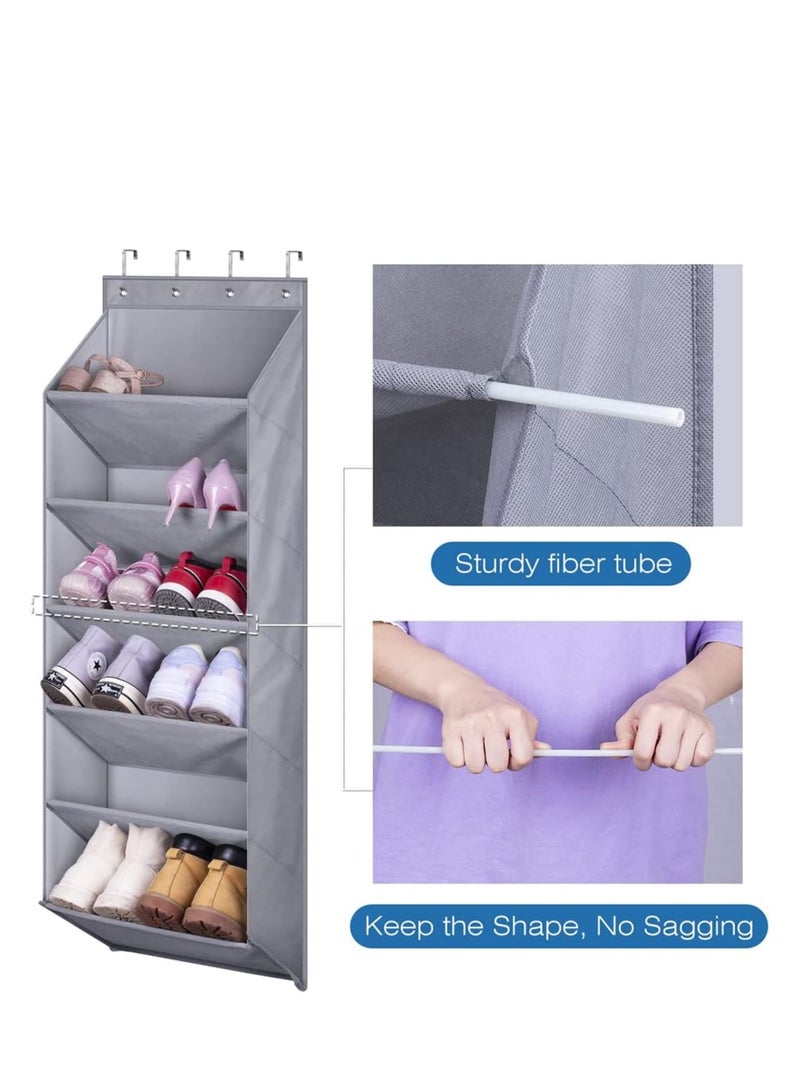 SYOSI Hanging Shoe Rack, Over the Door Shoe Organizer with Deep Pockets for 12 Pairs of Shoe Organizer, Shoe Holder for Closet and Dorm Narrow Door Shoe Storage, Grey - Image 3