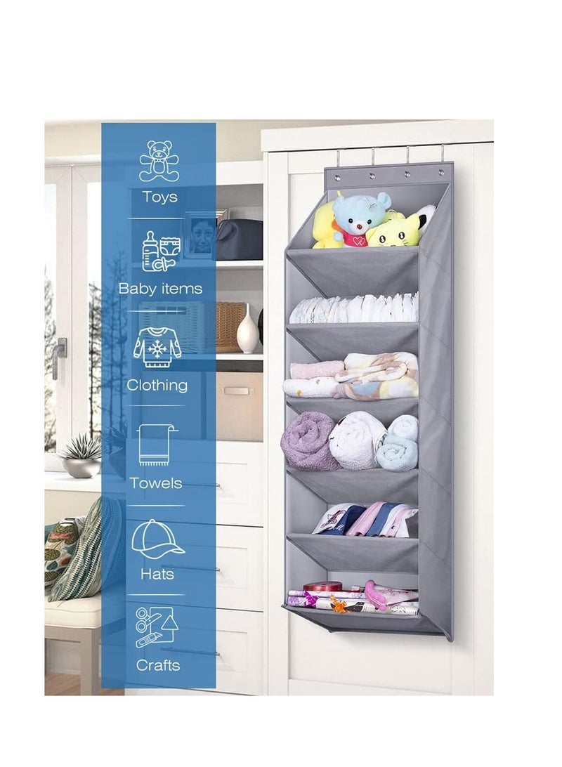 SYOSI Hanging Shoe Rack, Over the Door Shoe Organizer with Deep Pockets for 12 Pairs of Shoe Organizer, Shoe Holder for Closet and Dorm Narrow Door Shoe Storage, Grey - Image 4