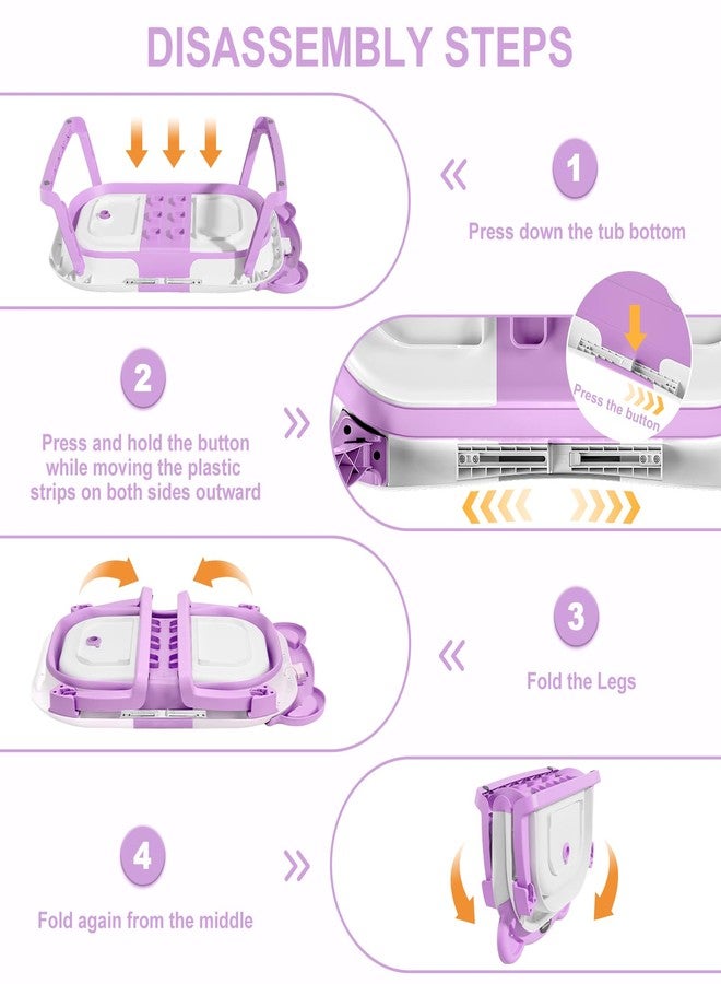 MoreFeel Collapsible Baby Bathtub for Newborn with Thermometer & 1 Hooded Towel & 1 Soft Floating Cushion,Portable Travel Bathtub with Drain Hole, Durable Foldable Baby Tubs for Infants to Toddler - Image 5