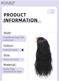 roaiss Wavy Braid Headband Wig for Women, Braided Hair Hoop with Long Synthetic Wavy Hairpiece Hair Accessories, Natural Black, 55cm (22 inch)  - Image 3