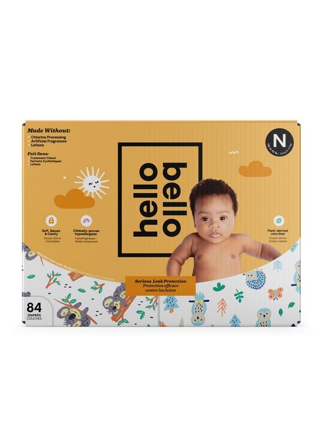 Hello Bello Diapers, Size Newborn (Nb - Up To 10 Lbs) - 84 Count Of Premium Disposable Baby Diapers In Woodland Animals & Koala Kids Designs - Hypoallergenic With Soft, Cloth-Like Feel - Image 1