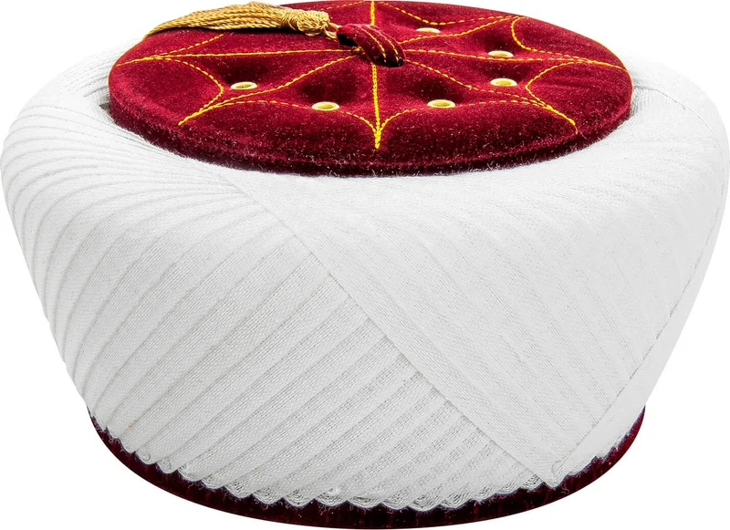ايهفان Ikhwan Imam Turban - Sultan Turban - Hand Wrapped Turban - Cross Wrapped Turban - Velvet - Claret Red