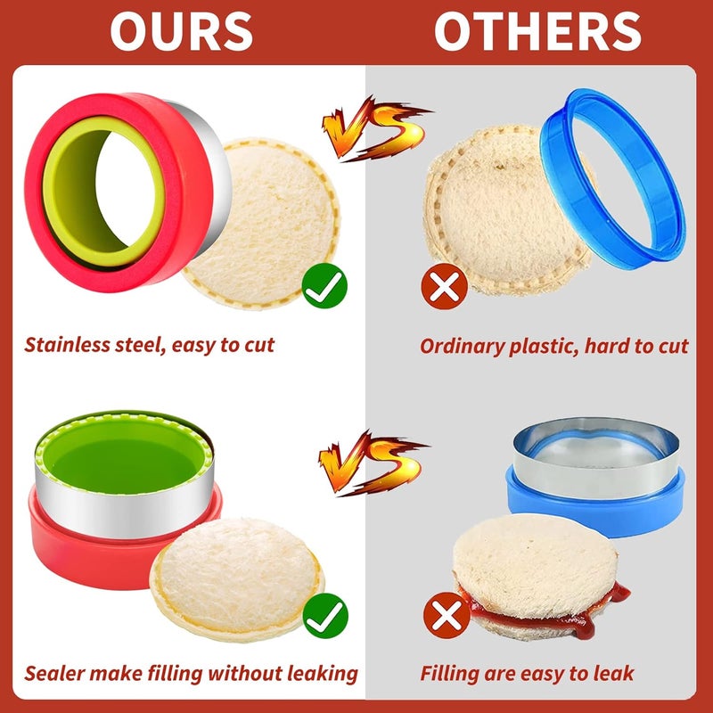 Kimfead Sandwich Cutter for Kids 48 Pcs, Cookie Cutters, Fruit Vegetable Cutter Shapes, Food Picks for Bento Box, Mouse Dinosaur Star Square Heart Shape - Image 4
