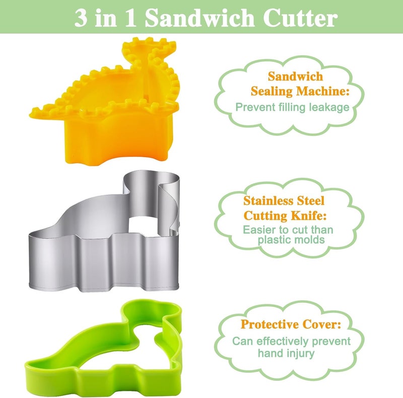 Kimfead Sandwich Cutter for Kids 48 Pcs, Cookie Cutters, Fruit Vegetable Cutter Shapes, Food Picks for Bento Box, Mouse Dinosaur Star Square Heart Shape - Image 3