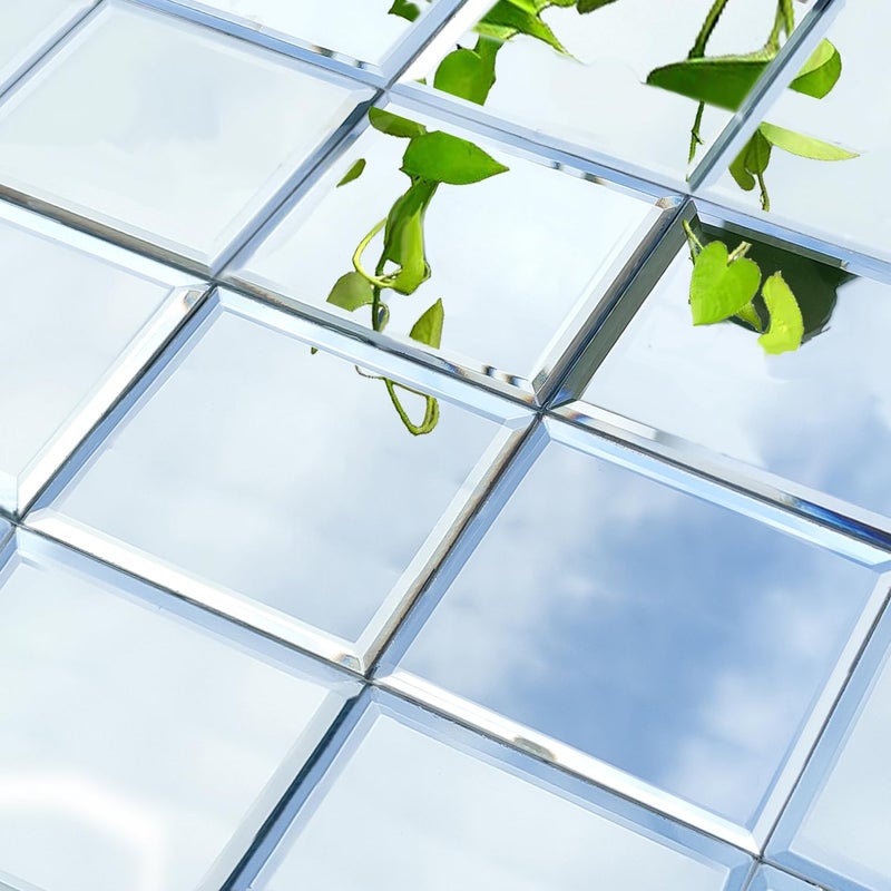 XIHACTY 32 Pcs Peel and Stick Beveled Mirror Glass Tile. 3x3 Inch Mirror Backsplash Tiles. Cute Mirror Strip Tile for Kitchen, Bathroom Wall. 32 Pcs - Image 4