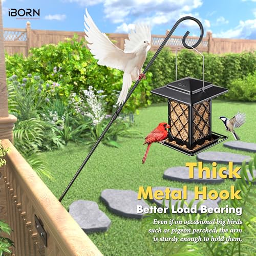 iBorn Fence Deck Hook Rail Heavy Duty Hummingbird Feeder Hanger 28 Inch Railing Hanging Hook for Bird Feeder, Suet Baskets, Planters, Wind Chimes, Solid Wire, 180 Degree Rotary, 1 Pack - Image 5