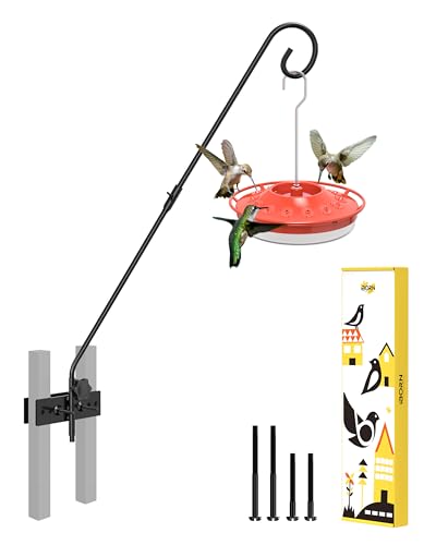 iBorn Fence Deck Hook Rail Heavy Duty Hummingbird Feeder Hanger 28 Inch Railing Hanging Hook for Bird Feeder, Suet Baskets, Planters, Wind Chimes, Solid Wire, 180 Degree Rotary, 1 Pack - Image 1