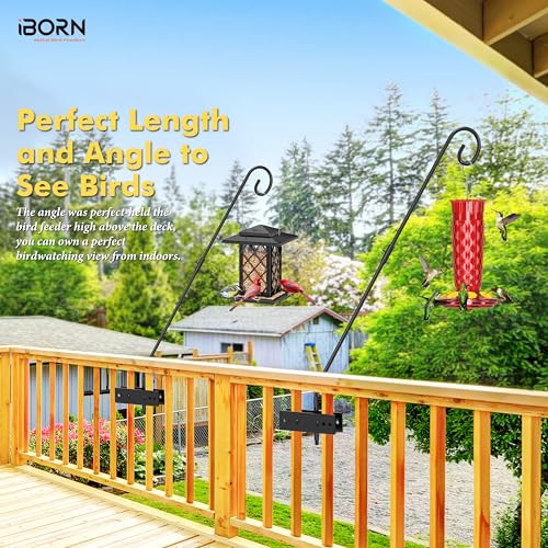 iBorn Fence Deck Hook Rail Heavy Duty Hummingbird Feeder Hanger 28 Inch Railing Hanging Hook for Bird Feeder, Suet Baskets, Planters, Wind Chimes, Solid Wire, 180 Degree Rotary, 1 Pack - Image 3