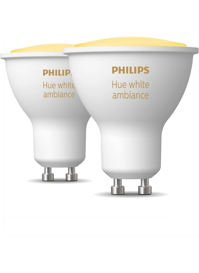 Philips - Philips Hue White Ambiance Smart Light Bulb 2 Pack [GU10 Spot] With Bluetooth. Works with Alexa, Google Assistant and Apple Homekit - Image 1