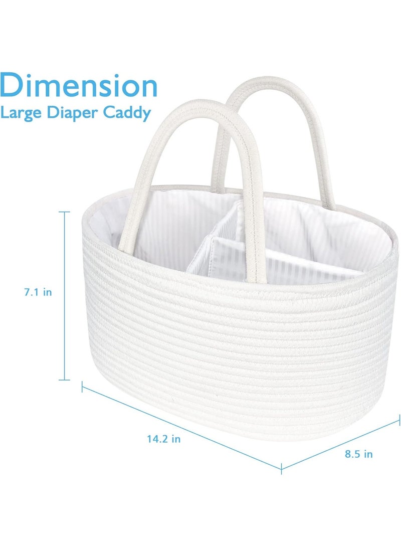 ABenkle Baby Diaper Caddy, Nursery Storage Bin and Car Organizer for Diapers Wipes, Cotton Rope Basket Changing Table Caddy - Image 2