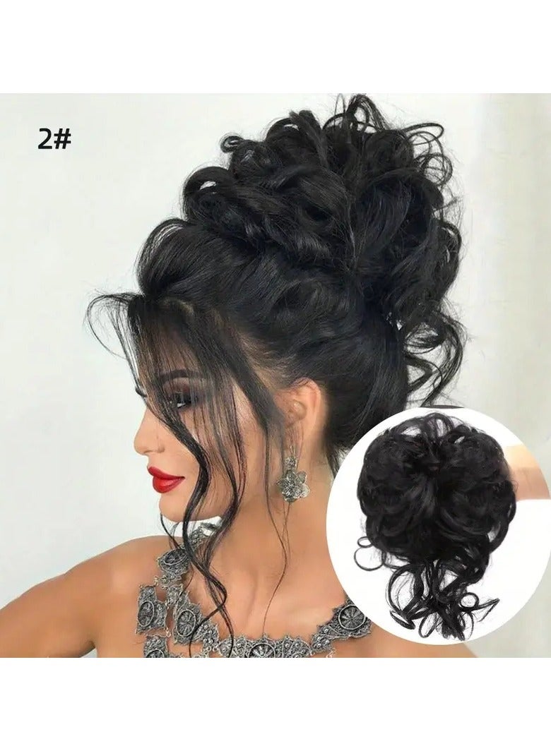 ORiTi Add Volume and Style with Synthetic Messy Curly Hair Bun Chignon Scrunchy Hair Band! Hair Accessories - Image 1