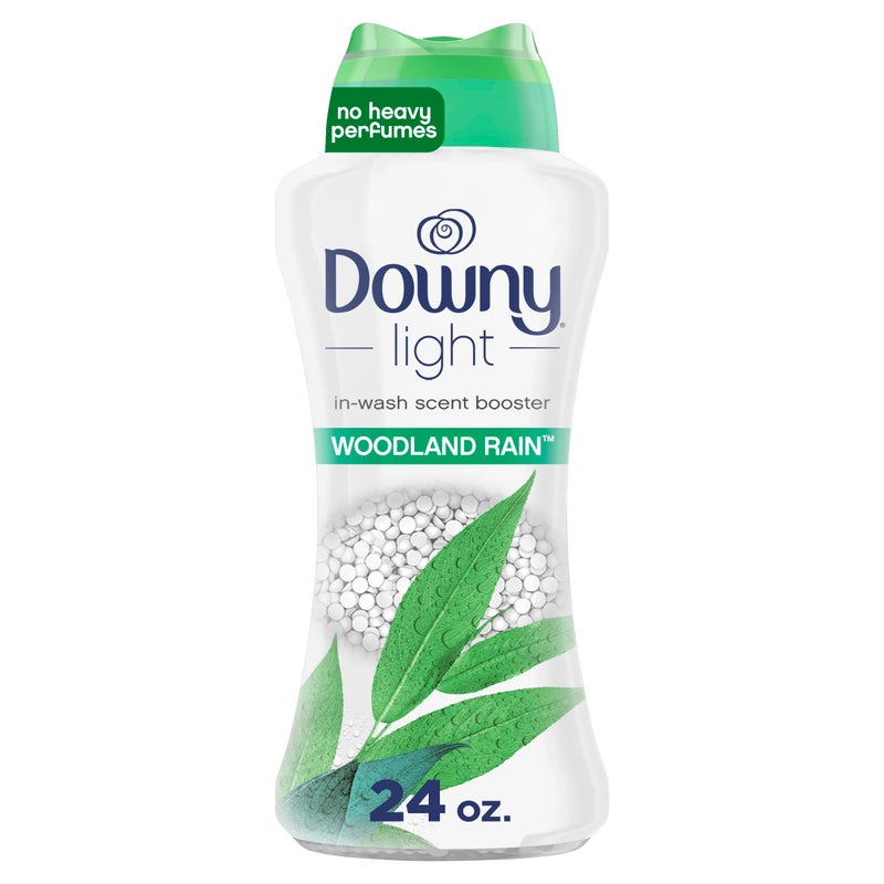 Downy Light Laundry Scent Booster Beads for Washer, Woodland Rain, 24 oz, with No Heavy Perfumes - Image 1
